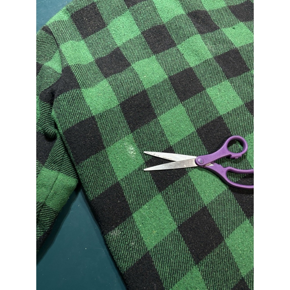 Vtg 70s Woolrich Mackinaw Jacket Green Buffalo Plaid North Maine Woods Patch L - Picture 14 of 16